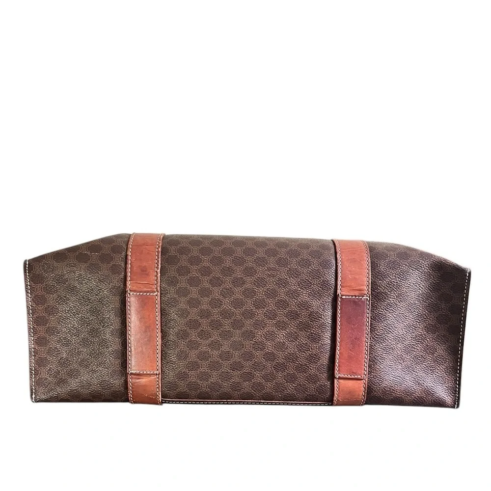 Celine Vintage Macadam Tote Bag Brown PVC Leather Shoulder Bag